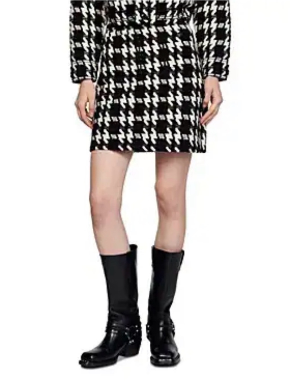 NWT Sandro Breene Houndstooth Tweed Skirt Soze 40 (US 8)